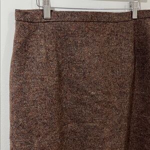 VINTAGE Pitlochry Women’s Skirt 100% Wool Midi Brown Tweed Classic Neutral M/L